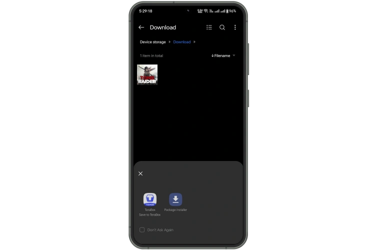 Select Package Installer Tomb Raider APK.